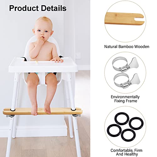 Natural Bamboo High Chair Foot Rest Compatible with IKEA Antilop, Adjustable Height Footrest Non-Slip Baby Highchairs… - Image 3