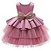 TTYAOVO Ragazza Tulle Compleanno Festa Principessa Tutu Paillettes Arco Vestito Abito da Ballo Taglia (100) 2-3 Anni 730 Rosa