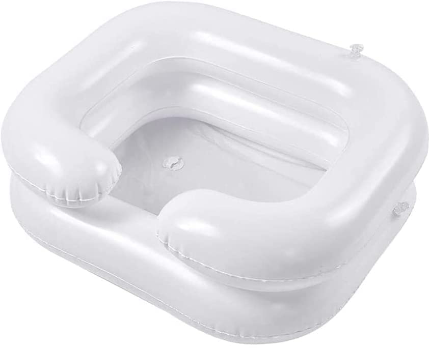 Bassin de shampoing gonflable avec valve d'évacuation pour le lit