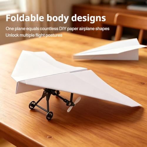 Image of Rc Paper Airplane Kit - DIY Electric Remote Control Plane with Gyro Stabilizer,Dual Propellers Rc Plane Kit,Lightweight Foldable Flying Stem Toy Micro Fixed Wing Drone,Cool Tech Gadgets Gifts