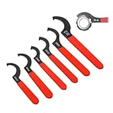 ZHYUAN Verstellbarer Hakenschlüssel, C-Hakenschlüssel, Spannzangenhalter, roter rutschfester Griff, Spannzange, Nasenhakenschlüssel, zum Anziehen oder Lösen von Muttern (35mm-63mm)