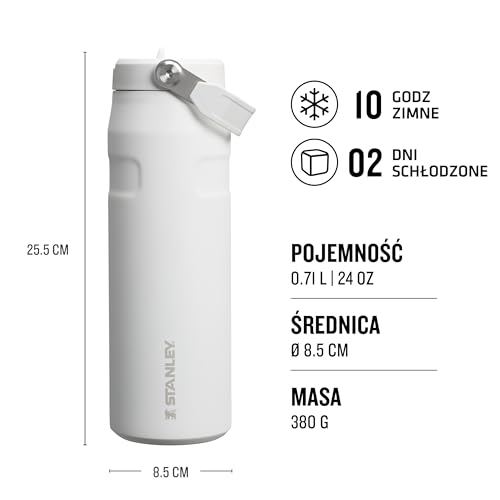 Stanley 1913 Flip Straw 2.0 Butelka Na Wodę Ze Słomką 0.7L - 10 Godzin Zimna - 2 Dni Mrożona - Stal Nierdzewna - Nie Zawiera BPA - Odporna Na Przeciekanie - Można Myć W Zmywarce - Frost