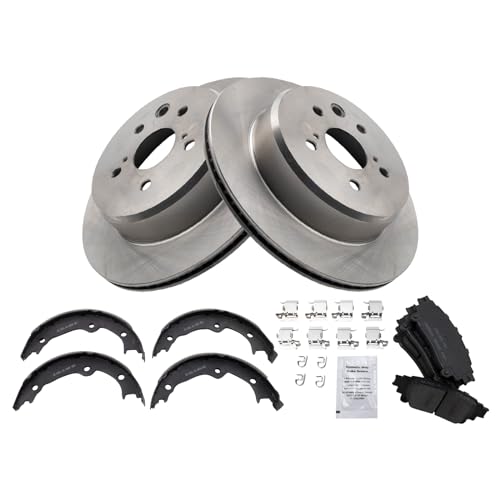 Image of TRQ Rear Brake Pad and Rotor Set Ceramic Compatible with 2013-2020 Lexus GS350 2013-2018 GS450h 2016-2017 GS200t IS200t RC200t 2018-2019 GS300 2014-2020 IS350 2016-2020 IS300 RC300 2015-2020 RC350