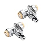 Tremax Tee Stop Valve 2 Pack, 1/2'' x 1/2'' x 1/4'',3/8“ OD Compression, Push to Connect, Water...