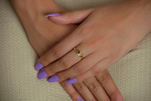 Egyptian Eye of Horus Ring with Lapis - Adjustable - Antique Gold Plated2