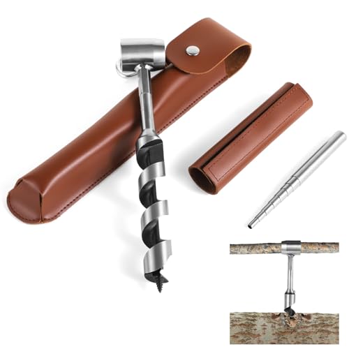 Trapano a trivella manuale, 2,5 x 25,4 cm, strumento di sopravvivenza per la lavorazione del legno, campeggio
