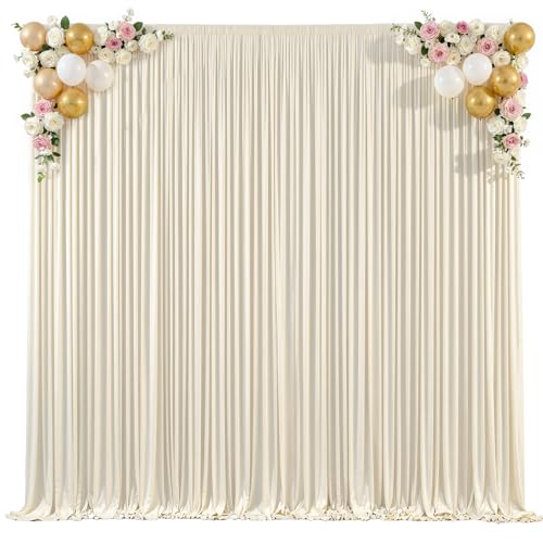 10x12ft Beige Backdrop Curtains for Parties Wedding Photo Wrinkle Free