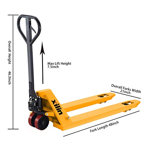 Xilin Manual Pallet Jack Hand Pallet Truck 48\"Lx21“W 4400lbs Capacity DB-520