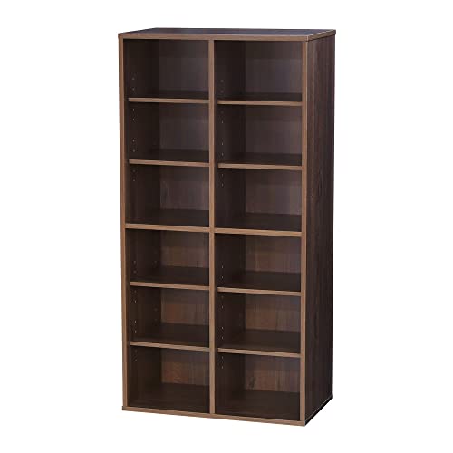 LOOKIT シューズラック 2列6段 12人用 靴箱 シューズボックス 木製 ブラウン NF-SR0612-12