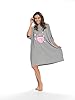 Nikaro Ladies/Girls Oversized 100% Pure Cotton Graphic Slumber Party Sleep T Shirt Nightshirt (One Size) Charcoal #2