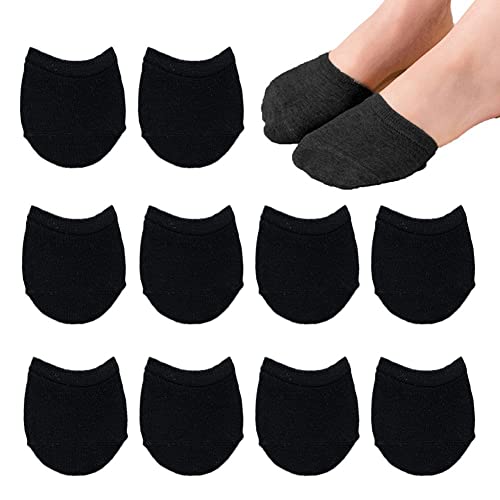 Dinntty 靴下 ソックス 夏 前足 半足 つま先カバー ソックス 見えない 女性 通気性 綿 女性 5ペア 黒