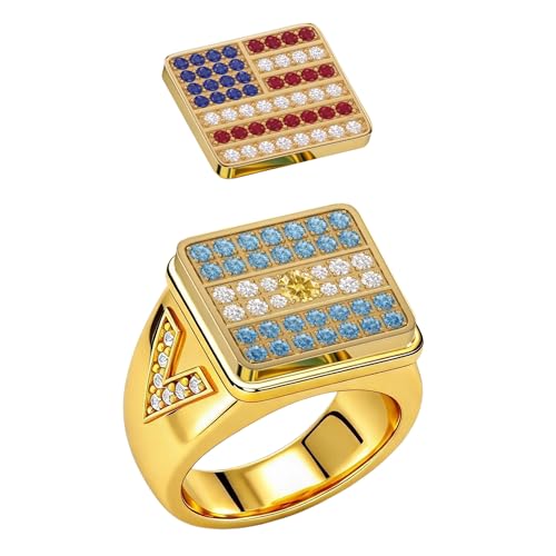 MIXGEM Patriotic Flag Ring for Men Women 18K Gold Plated Adjustable Argentina Flag Band Interchangeable Charm Jewelry National Pride Ring for Game Day & Holiday Gift Fashion Accessories