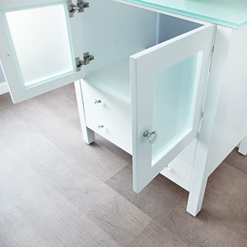 Qierao 30" Freestanding Wooden Modern Bathroom Vanity Vessel Sink Set Bathroom Mirror Included (Clear Glass Sink) #TOP4