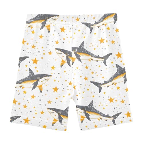 Cartoon Shark with Star Prints Girls Shorts Elastic Waist Sports Shorts Girls Leggings Pants for 4-10 Years2