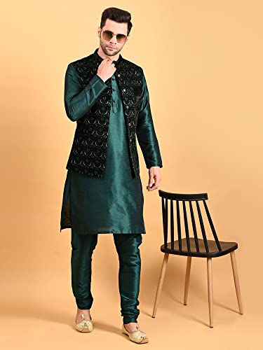 Image of Uri and MacKenzie Men's Silk Blend Kurta Pajama with Designer Ethnic Nehru Jacket /Modi Jacket