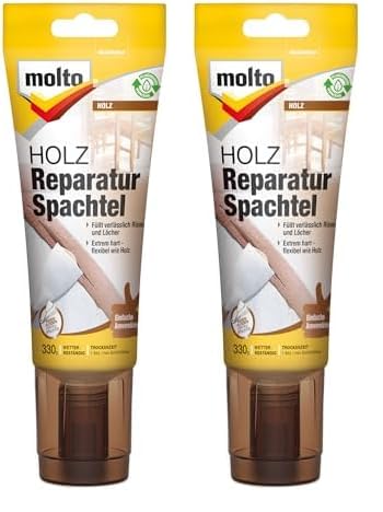 Molto Holz Reparatur Spachtel, grau-weiß, 330g (Packung mit 2) Molto Holz Reparatur Spachtel, grau-weiß, 330g (Packung mit 2)