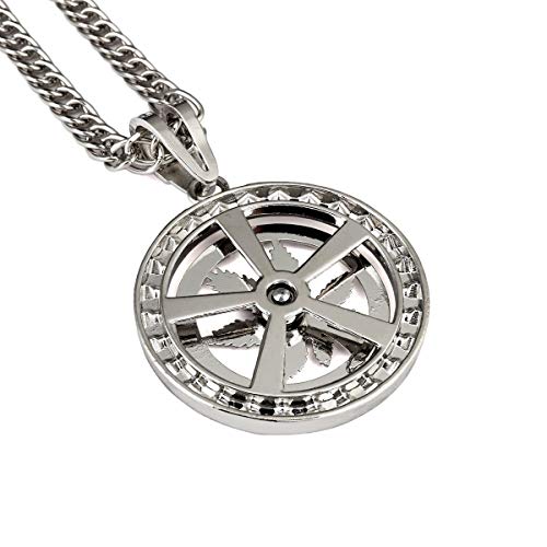 Mcsays Hip Hop 18K Gold Plated Whirligig Spin Hemp Weeds Leaf Necklaces Men Women Charm Crystal Weed Chains #TOP7