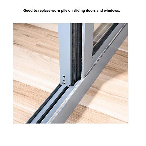 Torrami Felt Pile Weather Stripping 11/32 Inch X 3/16 Inch X 16 Ft, Sliding Windows And Door Frame Side Brush Seal, Draft Stopper Soundproofing, Grey #TOP5