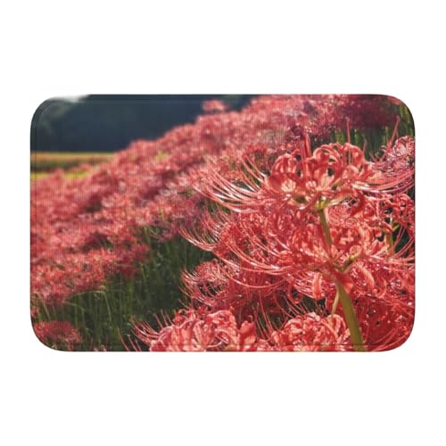 玄関マット 彼岸花 花柄 バスマット 室内 屋外 足拭きマット カーペット おしゃれ 北欧 滑り止め付き 洗える ベットルーム 浴室 台所 寝室 業務用 家庭用 40×60cm