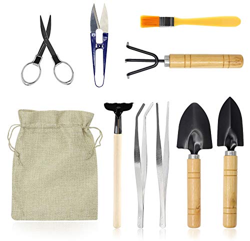 FALIDI Bonsai Set 10 PCS-Mini Gardening Tools Kit for Indoor ...