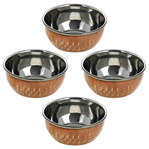IFH Utansils Indian Steel Round Catori Dacorative Designer Royal Dishes Stainless Steel with Copper Bowl 1