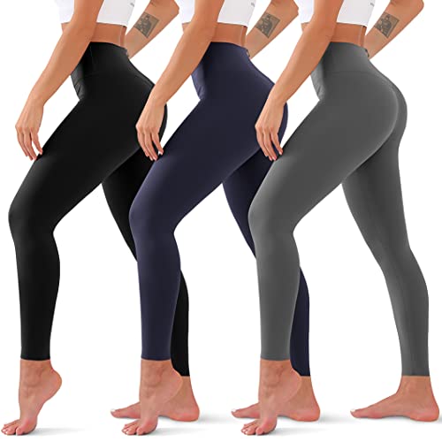 3 Pack High Waisted Leggings for Women No See Through Yoga Pants Tummy Control Leggings for Workout Running Buttery Soft