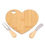 Yechiry Herzförmiges Käsebrett, Niedliches Herz-Charcuterie-Brett mit Gabel und Schneider, Elegante Servierutensilien aus Holz, für Hochzeit, Brautparty, Jubiläum, Geburtstag
