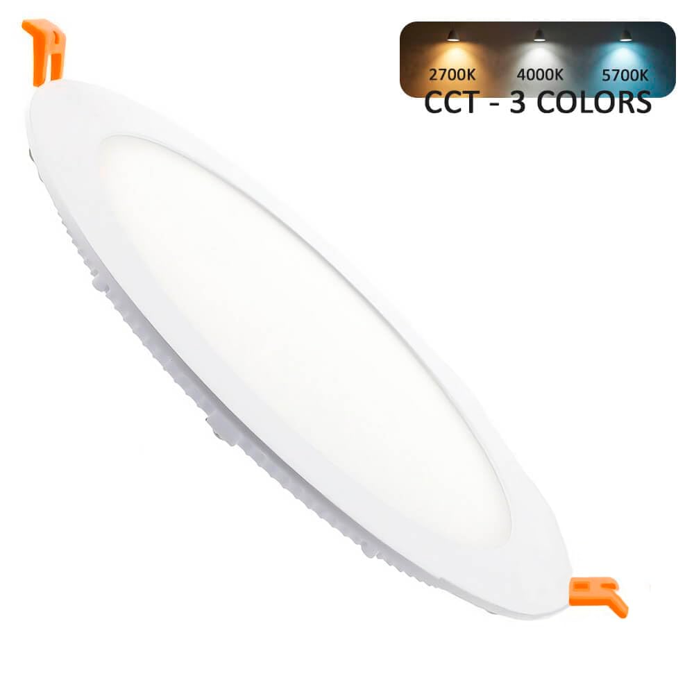 FactorLED Pack x2 Downlight LED Techo Empotrable Circular Slim 24cm 26W (260W), Panel Redondo Empotrado, Placa Extraplana, Luz Seleccionable 2700K-4000K-5700K (CCT) (2, Ø240mm)