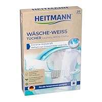 HEITMANN Wäsche-Weiss Tücher | Power-Weiss-Formel | Geeignet für alle Temperaturen und Waschmittel | FSC-zertifiziert | Ohne Kunststofffasern | 20 Tücher