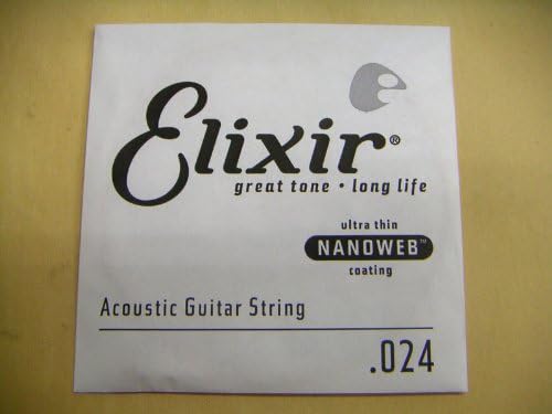 Elixir .024 15124 Single Rose String Coated Nano Web Elixir Acoustic Guitar Strings Bronze Wound Strings