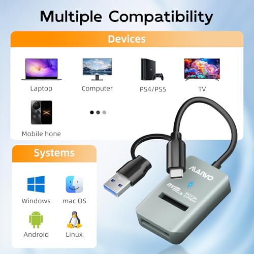 Adaptador MAIWO M.2 NVMe a USB con carcasa 8TB miniatura 7
