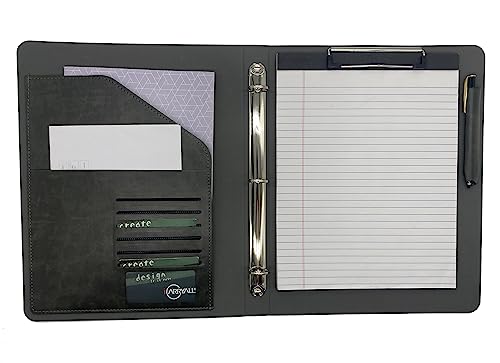 Binder Portfolio Organizer With Color File Folders, Business And Interview Padfolio With 3-Ring Binder, Clipboard #TOP3