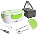 Produktbild DIKER Elektrische Lunchbox für Essen Warmhaltebehälter für Speisen Heizung Bento Box Thermo Erwachsene Haushalt Lunchbox 2 in 1 Entnehmbare Bento Box Edelstahl 12V/220V Auto Zuhause Arbeit Grün