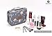 VEXTROFORT Toiletry Bag for Women, Large Hanging Travel Makeup Bag Water-resistant for Toiletries/Cosmetics/Brushes (Gray flower)