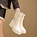 SIYAKE Women's Waterproof Lug Sole Chelsea Ankle Boots fashion slip-on Platform Chunky Heel Combat booties Casual Comfortable non-slip outdoor work Rain shoes Boots (Beige,numeric_8_point_5)