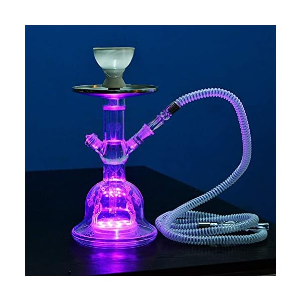 GEUKO Led-Licht Acryl Wasserhaarige Cachimba Shisha-Pfeife Nargile Narguile Mit Chicha-Kunststoffschlauch Keramik-Aromen… – Bild 5