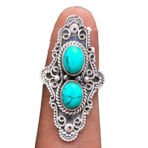 Kanika Jewelry Trove 925 Sterling Silver Turquoise Handmade Wedding Ring for Women