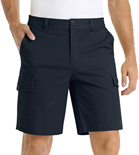 Mens Shorts Casual Flat-Front Multi Pockets Cargo Shorts Stylish Premium Twill Solid Work Utility Tooling Shorts