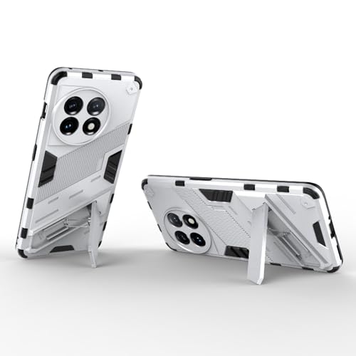 Image of SPL Punk Armor Bumper Back Case Cover for OnePlus 11 5G | Holder & Kickstand in-Built | 360 Degree Protection Back Case Cover (White)