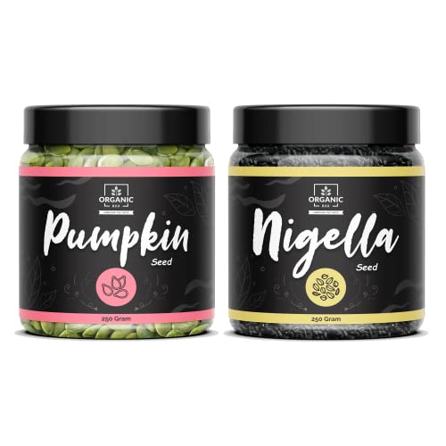 Image of Organic Box 100% Natural & Premium Pumpkin and Nigella Seeds - Raw Pumpkin Seeds for Eating 250 gm Each| Immunity Booster and Protein Rich Seeds | Healthy Diet Snacks 500gm - Diwali Gift Pack