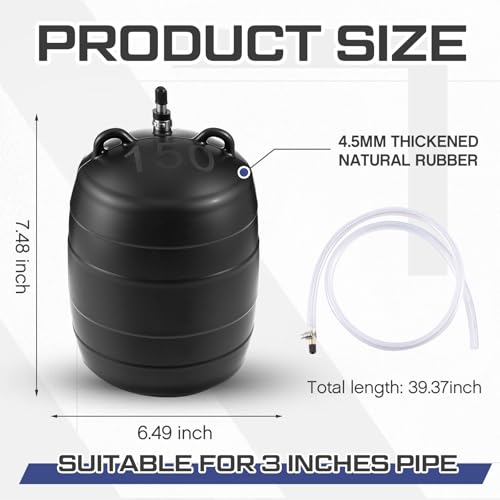 Image of Glooglitter 6 Inch Inflatable Pipe Plug Sewer Test Plug Rubber Plumbing Test Balloon Ball for Sewage Pipeline Inspection (with 39.37 Plastic Extension Hose)