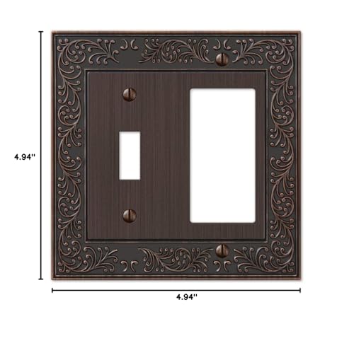 Image of Amerelle 43TRVB English Garden Wallplate, 1 Toggle / 1 Rocker, Cast Metal, Aged Bronze, 1-Pack