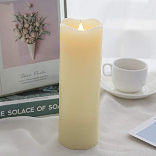 Giveu 3D Moving Flame Led Candle With Timer, Battery Operated Flameless Candle, 3X9 Inch, Ivory #TOP1
