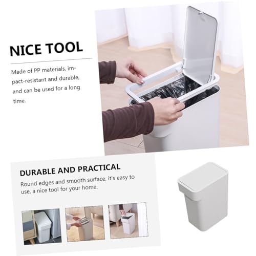 Caneca de basura con tapa para cocina y baño gris compacta miniatura 3