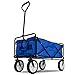 Produktbild Deuba Bollerwagen faltbar bis 100kg 360° Vollgummireifen 2 Getränkehalter Handwagen Gartenwagen Transportwagen Strandwagen blau