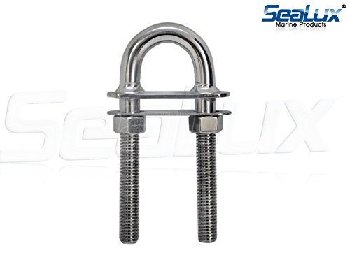 Sealux Marine 3/8" Stock Fixed Welding Plate Bow Eye Stern Eye U-Bolt 4-1/2" Length With 3" Stud Length #TOP2