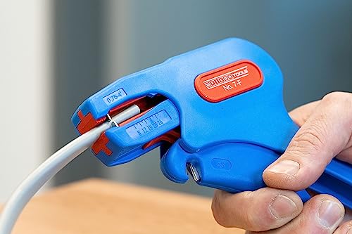Weicon No. 7-F - Automatic Wire Stripper For Flat Cable | Stripping From 18-11 Awg (0.75-4.0 Mm²) | Tüv | Red/Blue | 100% Made In Germany #TOP1