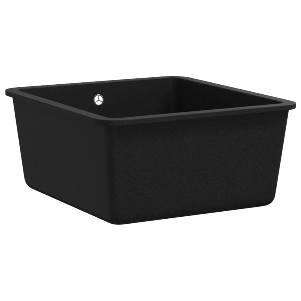 Fregadero De Cocina De Granito Con Un Seno Profundo, 80% Cuarzo y 20% Resina, Resistente y Fácil De Limpiar, kitchen sink, Fregadero Bajo Encimera, Apto Para Cocinas y Lavaderos, Negro, 420x460x310 mm