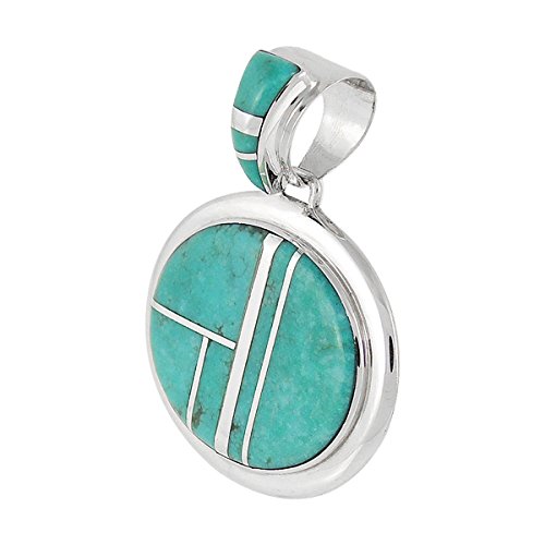 Turquoise Necklace Pendant 925 Sterling Silver Genuine Gemstones (20" Length) (Turquoise) #TOP1
