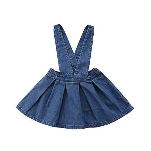 FAROOT Infant Toddler Girl Denim Brace Suspender Skirt Overall Ruffled Strap Sundress Summer Dress Clothes (Denim, 6-12M)